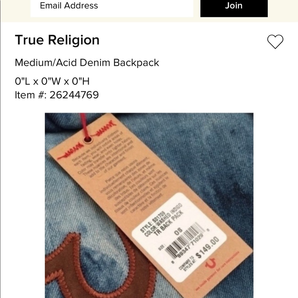 True religion back pack - Picture 3 of 3